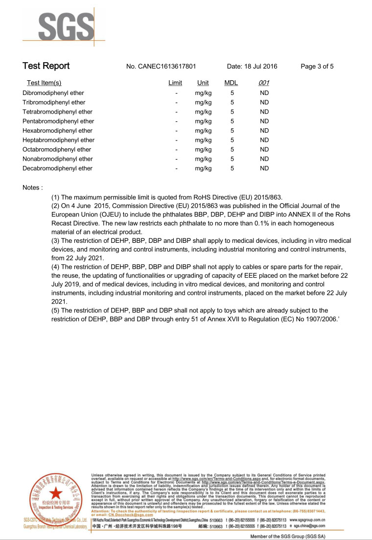 SGS test report